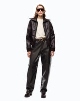 Bomber in pelle con collo risvoltabile - | Pinko