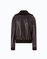Bomber in pelle con collo risvoltabile - | Pinko