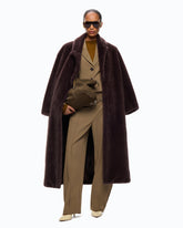 Cappotto lungo effetto pelliccia con cintura - | Pinko