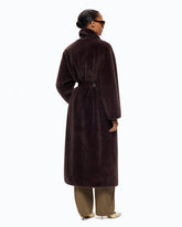 Cappotto lungo effetto pelliccia con cintura - | Pinko
