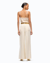 Palazzo trousers in peachskin-feel twill - | Pinko