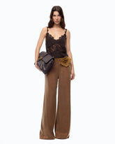 Palazzo trousers in peachskin-feel twill - | Pinko