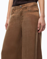 Pantaloni palazzo in twill mano pesca - | Pinko