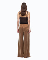Pantalon palazzo en sergé peau de pêche - | Pinko