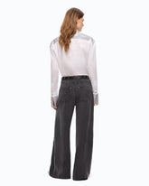 Pantaloni palazzo in twill mano pesca - | Pinko