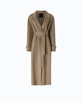 Manteau ceinturé en drap double de laine mélangée - | Pinko