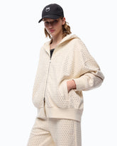 Fully rhinestoned hoodie with zip - Beige | Pinko
