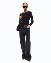 Lightweight ribbed sweater with sheer details - | Pinko