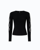 Lightweight ribbed sweater with sheer details - | Pinko