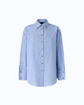 Camicia a righe in popeline con polsini gioiello - | Pinko