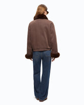 Caban en coton avec détails en fourrure synthétique - | Pinko