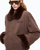 Caban in cotone con dettagli effetto pelliccia - | Pinko