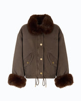 Caban in cotone con dettagli effetto pelliccia - | Pinko