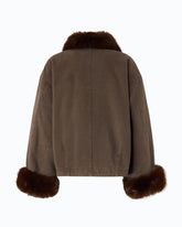 Caban in cotone con dettagli effetto pelliccia - | Pinko