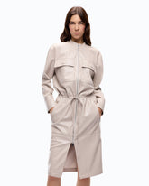 Leather-effect midi dress with zip - | Pinko