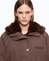 Parka in cotone con dettagli effetto pelliccia - | Pinko