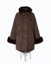 Parka in cotone con dettagli effetto pelliccia - | Pinko