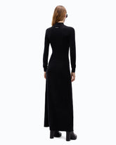 Vestido largo de mezcla de lana con abertura - | Pinko