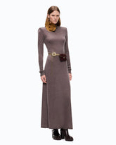 Abito lungo dolcevita in lana merino - | Pinko