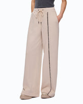 Pantaloni wide leg con coulisse e catena - | Pinko