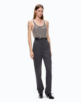 Pantaloni a sigaretta gessati in misto lana stretch - | Pinko