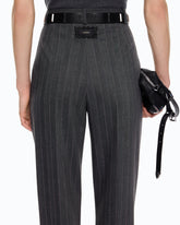 Pantaloni a sigaretta gessati in misto lana stretch - | Pinko