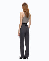 Pantaloni a sigaretta gessati in misto lana stretch - | Pinko