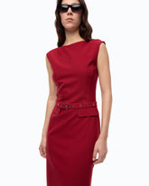 Robe fourreau mi-longue ceinturée - | Pinko