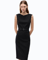Midi sheath dress with belt - | Pinko