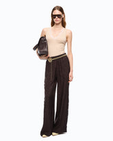 Canotta in misto seta e cashmere con scollo in pizzo - | Pinko