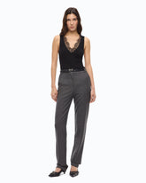 Canotta in misto seta e cashmere con scollo in pizzo - | Pinko