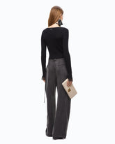 Cardigan cropped in misto seta e cashmere con pizzo - | Pinko