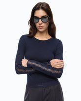 Maglia a costine con pizzo - | Pinko