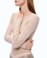 Pullover im Rippstrick mit Spitze - | Pinko