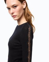 Maglia a costine con pizzo - | Pinko