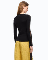 Maglia a costine con pizzo - | Pinko