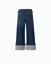 Jeans cropped con cintura in pelle - | Pinko