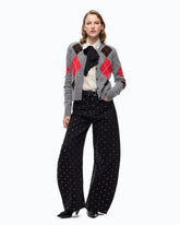 Wool and cashmere crew-neck cardigan with diamond motif - | Pinko