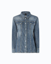 Camicia in denim con scoloriture - | Pinko
