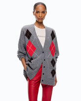 Wool and cashmere cardigan with diamond motif - | Pinko