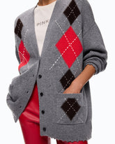 Wool and cashmere cardigan with diamond motif - | Pinko