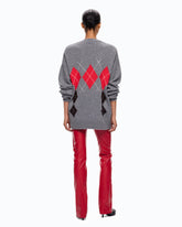Wool and cashmere cardigan with diamond motif - | Pinko