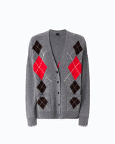 Wool and cashmere cardigan with diamond motif - | Pinko