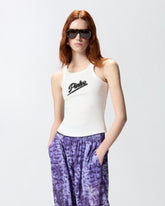Vest top with PINKO embroidery and rhinestones - | Pinko