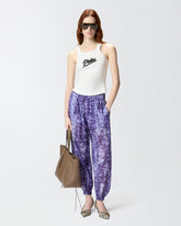 Vest top with PINKO embroidery and rhinestones - White | Pinko