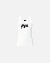 Vest top with PINKO embroidery and rhinestones - White | Pinko
