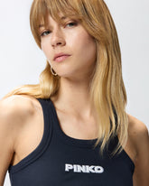 Canotta a costine con logo PINKO 3D - | Pinko