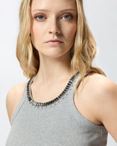 Top a costine con ricami gioiello - | Pinko