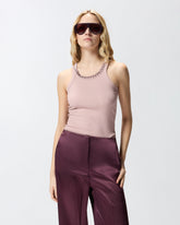 Top a costine con ricami gioiello - | Pinko