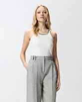 Top a costine con ricami gioiello - | Pinko